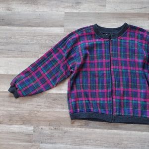 Vintage Plaid Lightweight Bomber Jacket Small